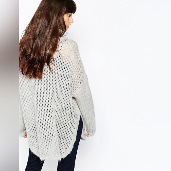 Reiss Fanella wool blend Roll Neck Cape Knit Jumper sweater - Picture 5 of 15